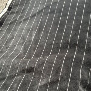 Crate & barrel Charcoal, gray, and white pin striped heavy velvet curtains